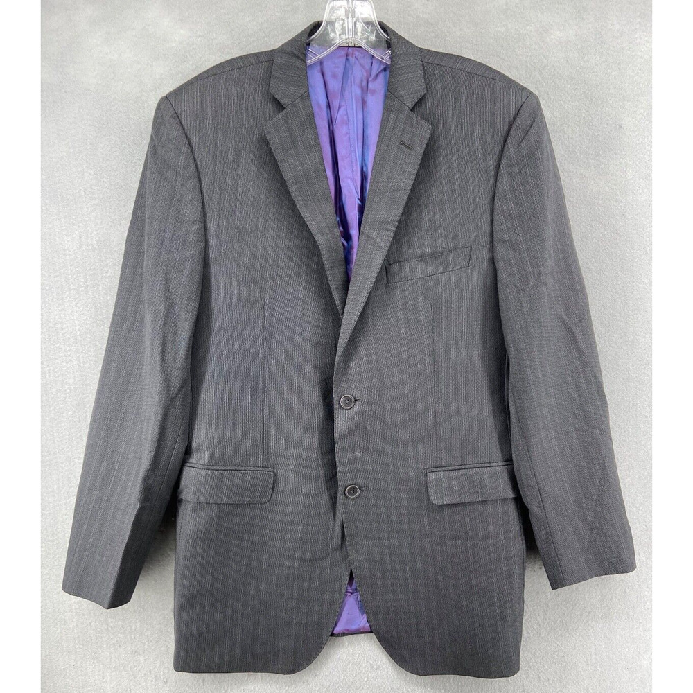 Ermenegildo Zegna Blazer Jacket Mens Sz 42L Gray Wool Silk Stripe 2 Button